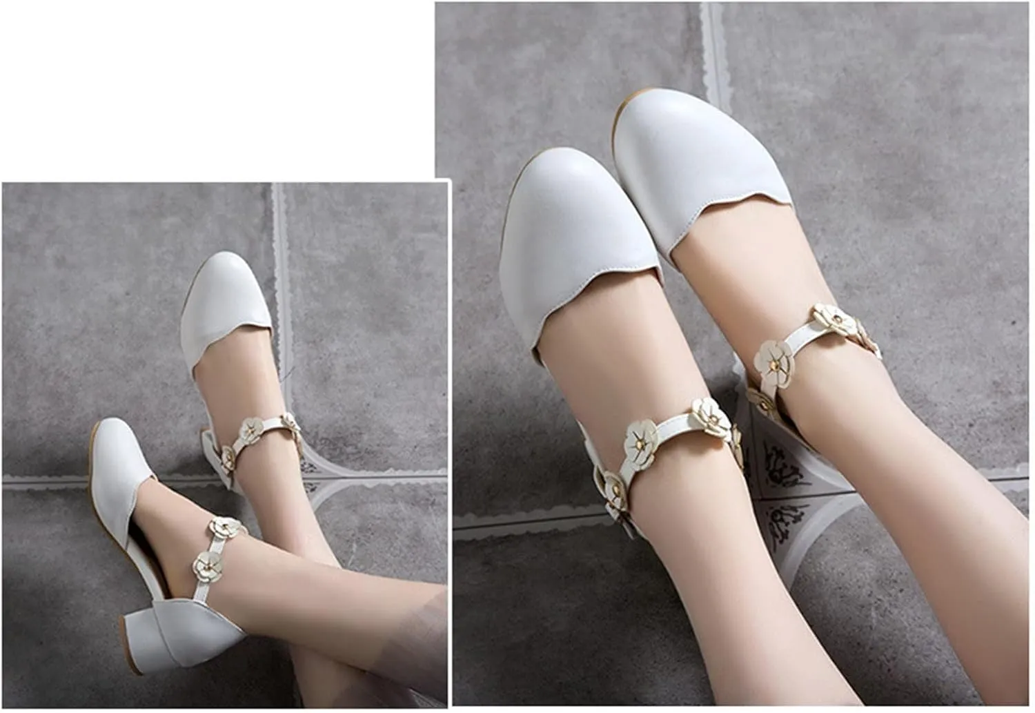 Big Kids Mary Jane Dress Shoes Girls Pumps Heels Flower High School Prom Shoes Ballet Girls Closed Toe Strap Sandals