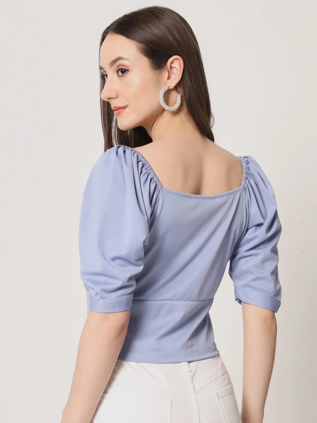 Blue Front Gather Top