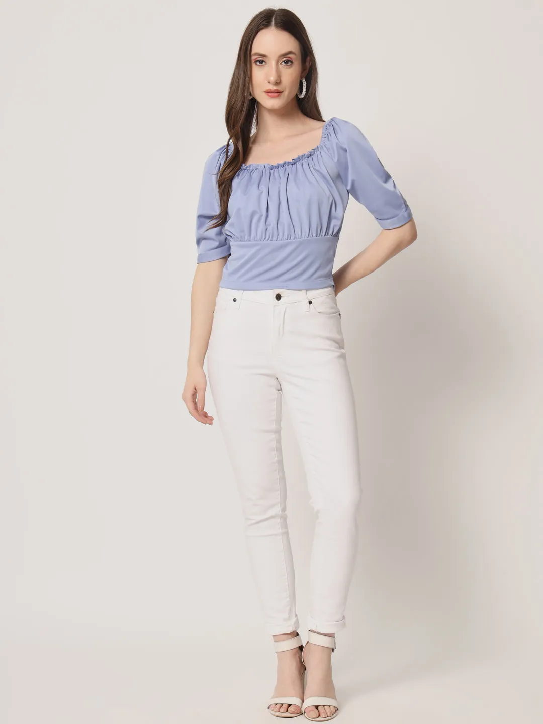 Blue Front Gather Top
