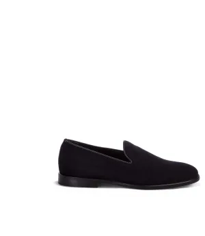 Blue suede loafers