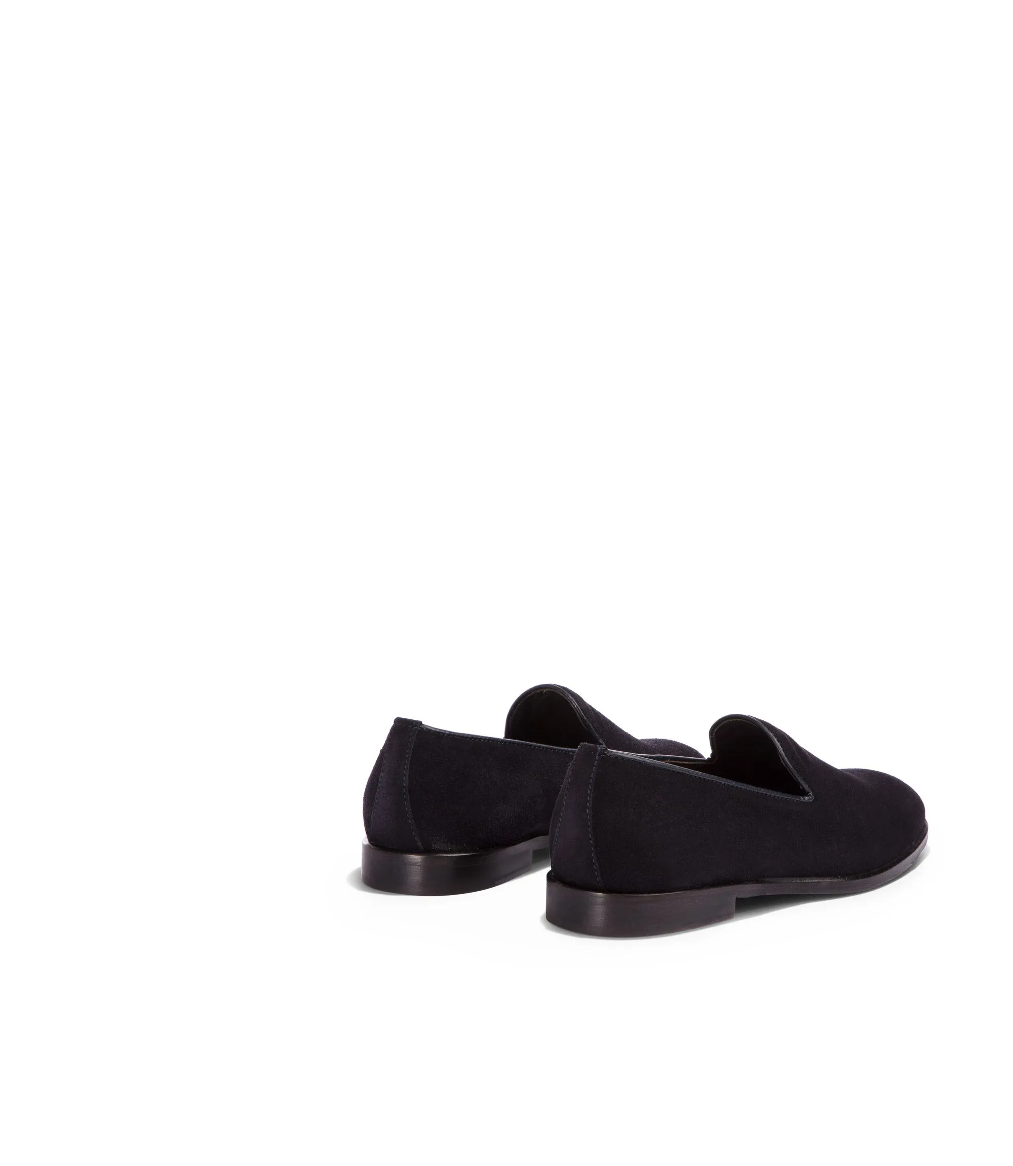 Blue suede loafers