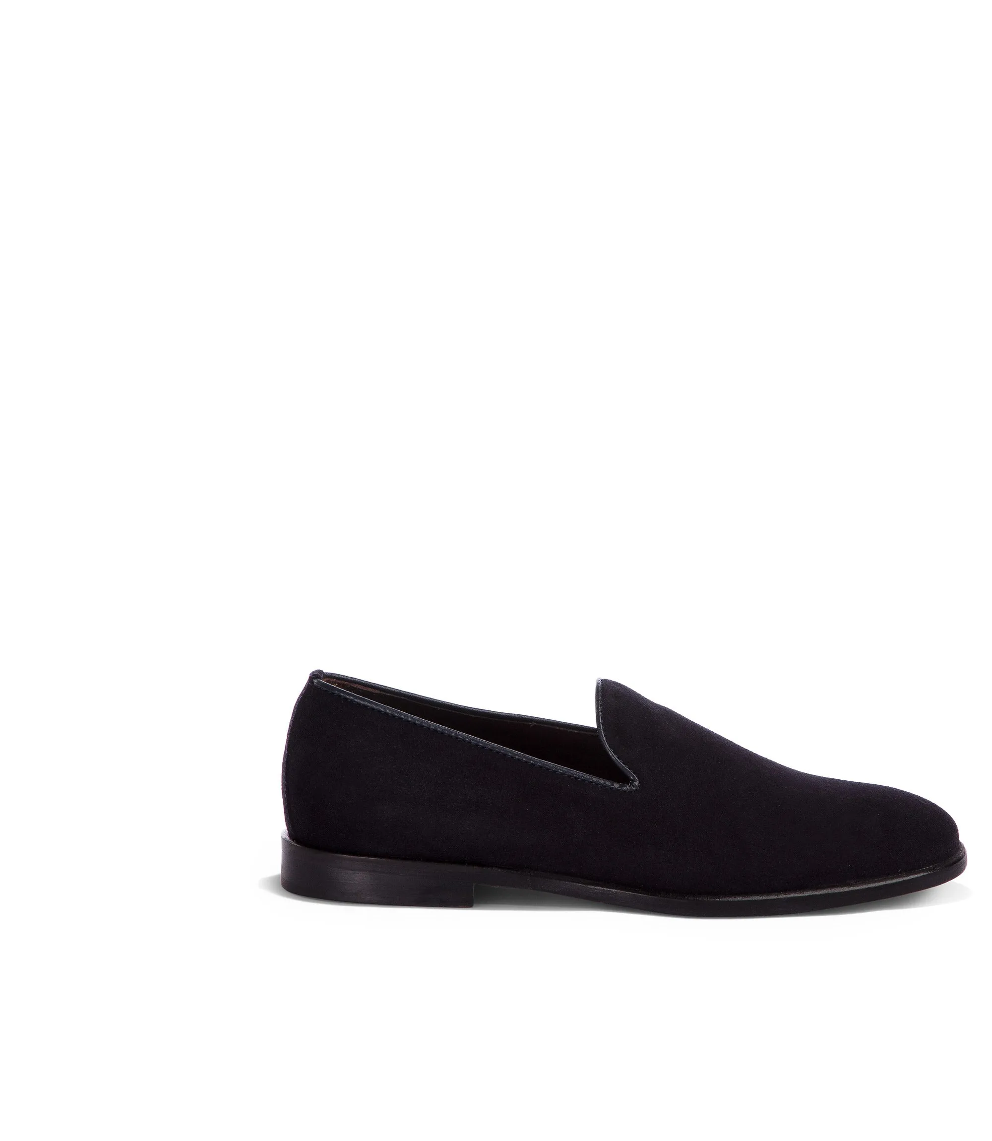 Blue suede loafers