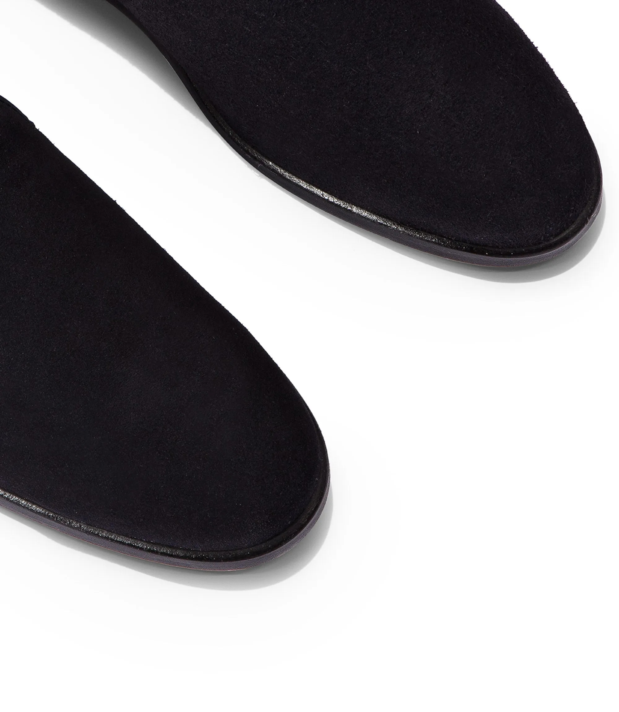 Blue suede loafers
