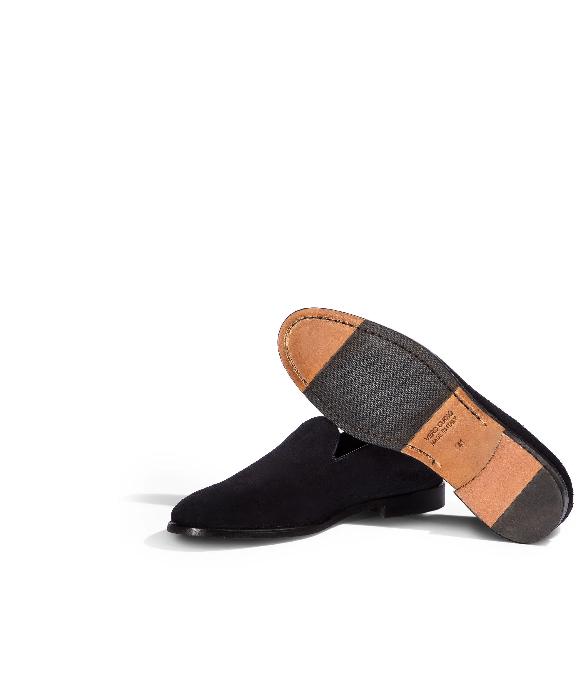 Blue suede loafers