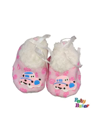 Booties For Newborn Baby In Car Design Pink Color
