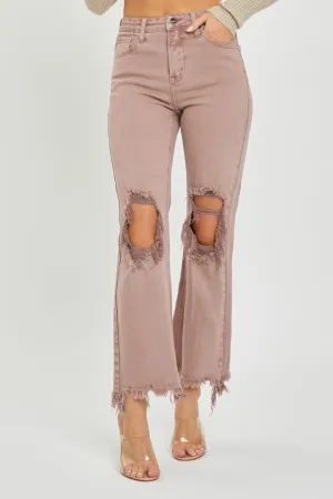 Chic Distressed Bootcut Ankle Jeans