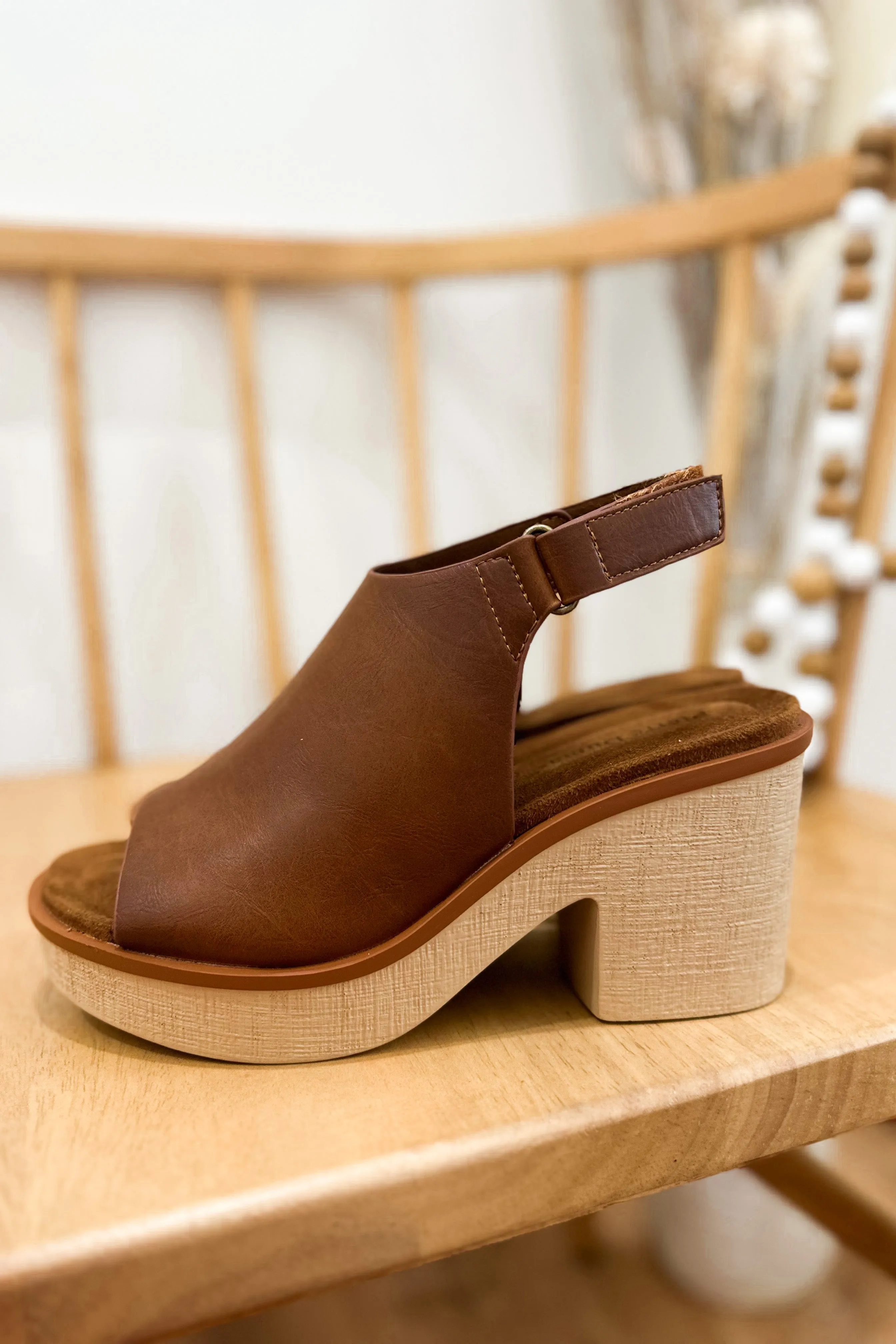 Clue Sling Back Wedge Platform Sandal with Hook and Loop Closure *FINAL SALE*