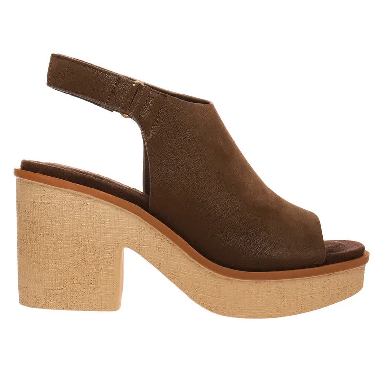Clue Sling Back Wedge Platform Sandal with Hook and Loop Closure *FINAL SALE*