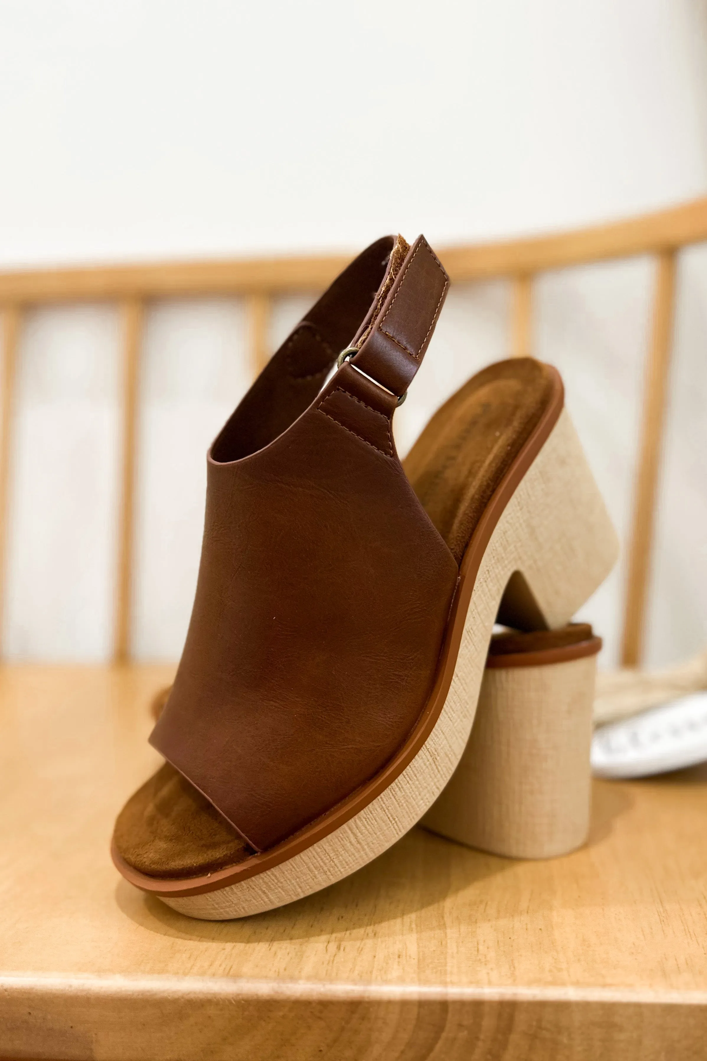 Clue Sling Back Wedge Platform Sandal with Hook and Loop Closure *FINAL SALE*