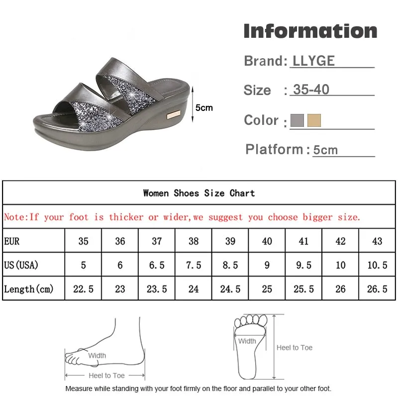 Comfortable Platform Cutout Rhinestone Leather Slippers