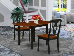 East West Furniture NDKE3-BCH-W 3 Piece Kitchen Table & Chairs Set Contains a Rectangle Dining Table with Dropleaf and 2 Dining Room Chairs, 30x48 Inch, Black & Cherry