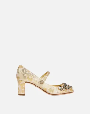 Embellished Metallic Brocade Mary Jane Pumps