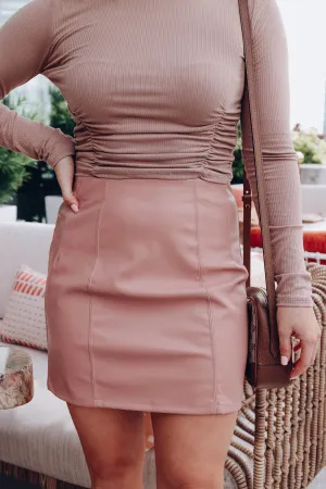 Farah Faux Leather Mini Skirt - Dusty Pink