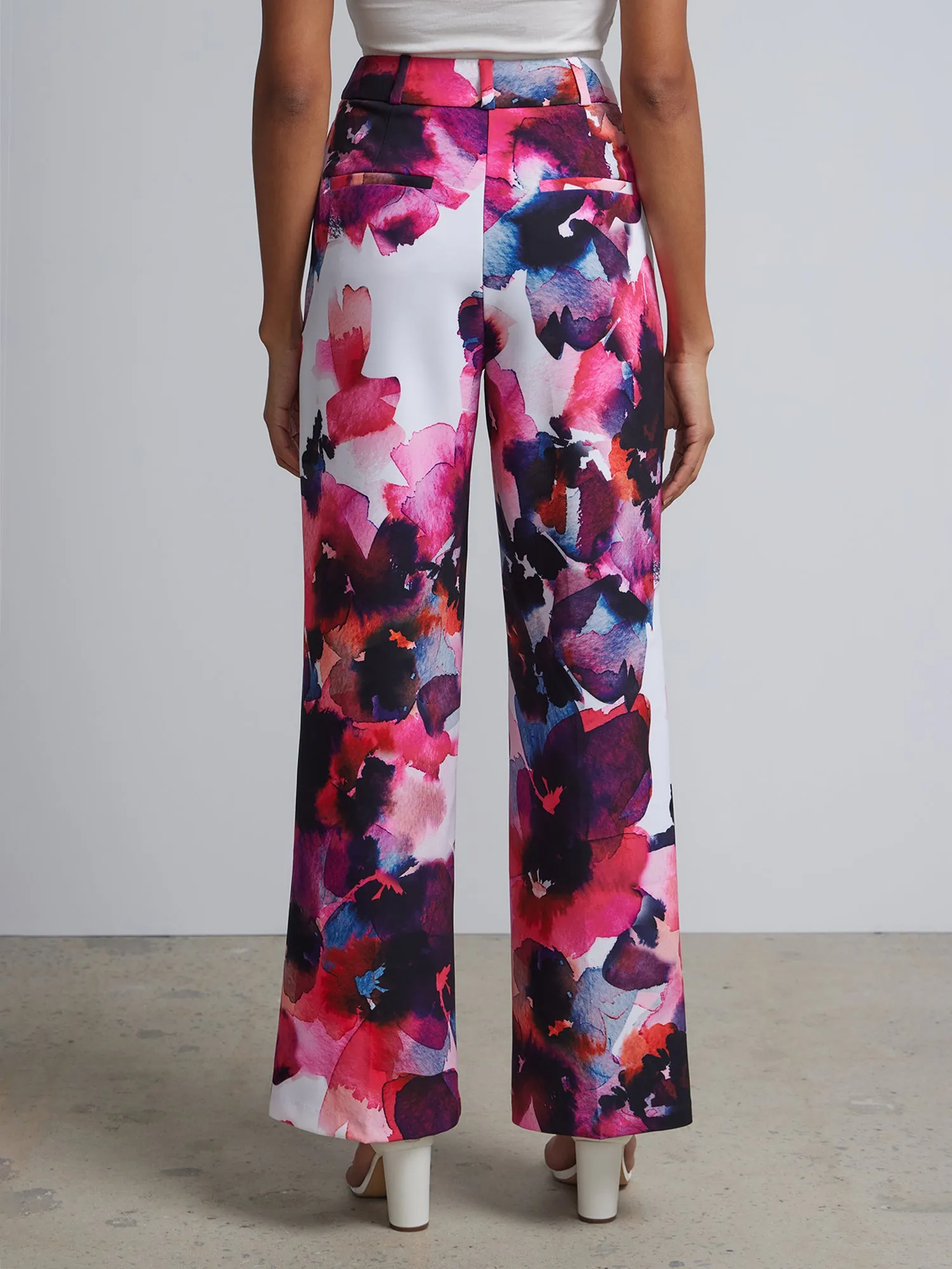Floral-Print High-Waisted Wide-Leg Pant