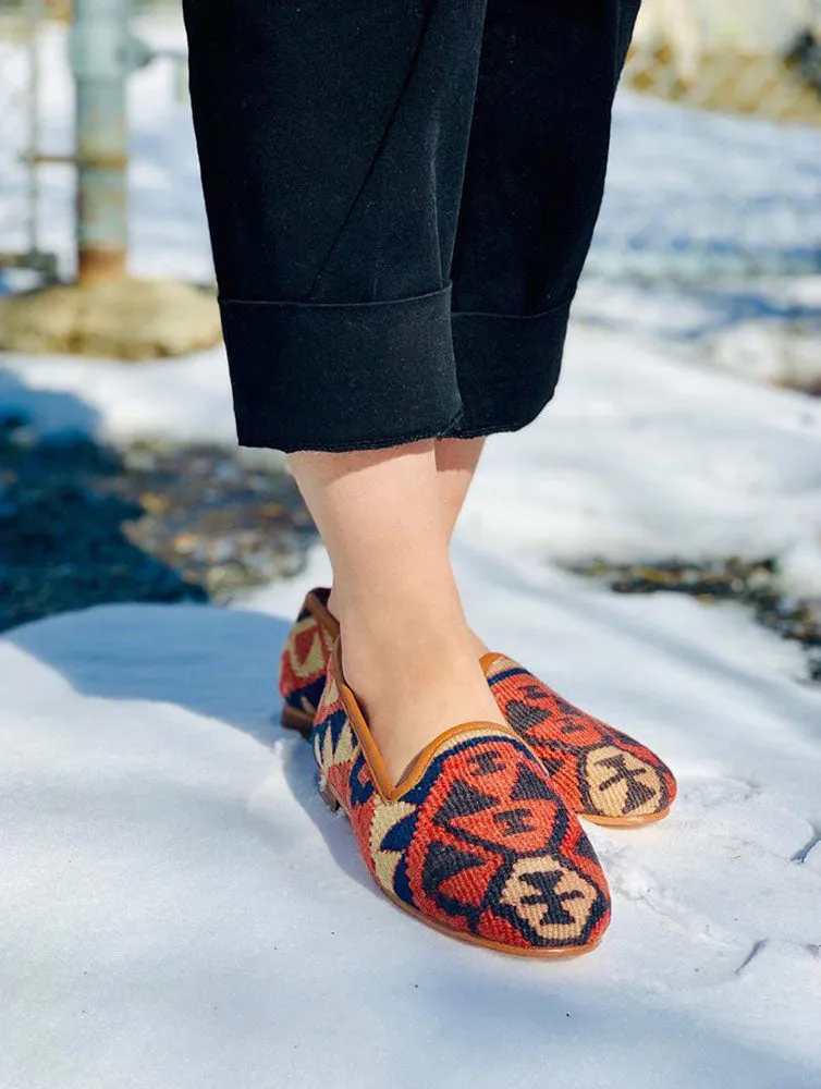 Handwoven Wool Kilim Women's Loafer (Bibi) Size 40 (10)