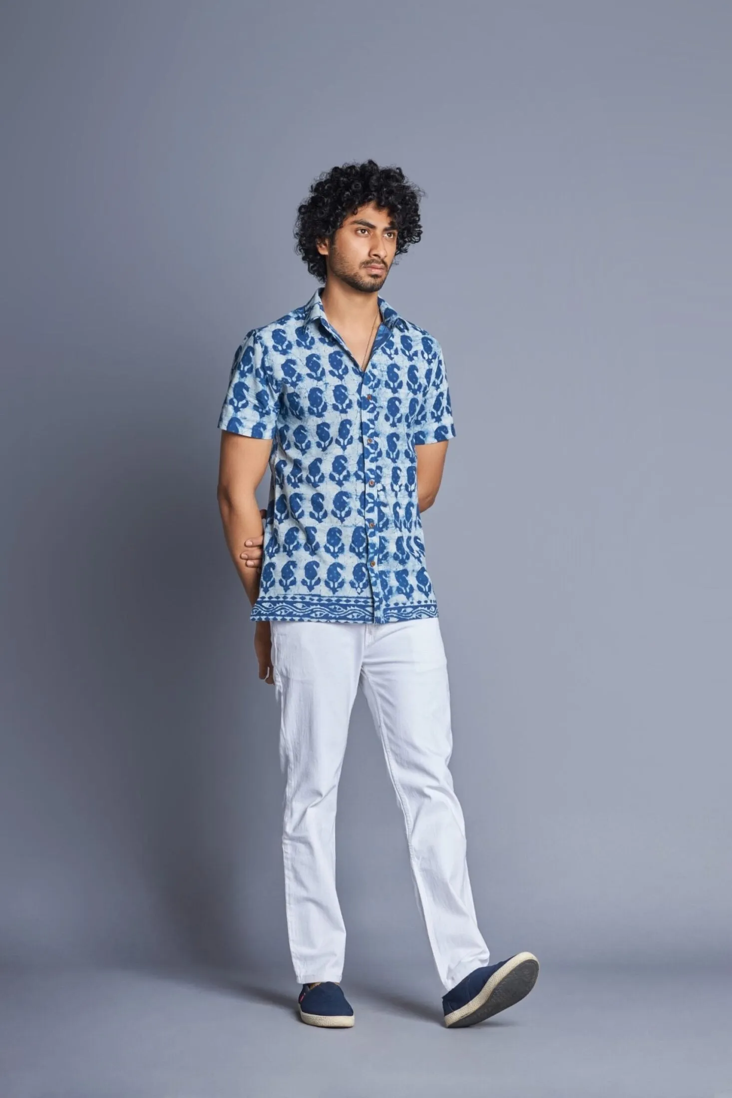 Indigofera- Hand Block Daabu Print Shirt for Men