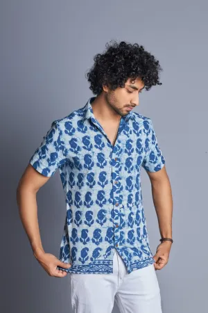 Indigofera- Hand Block Daabu Print Shirt for Men