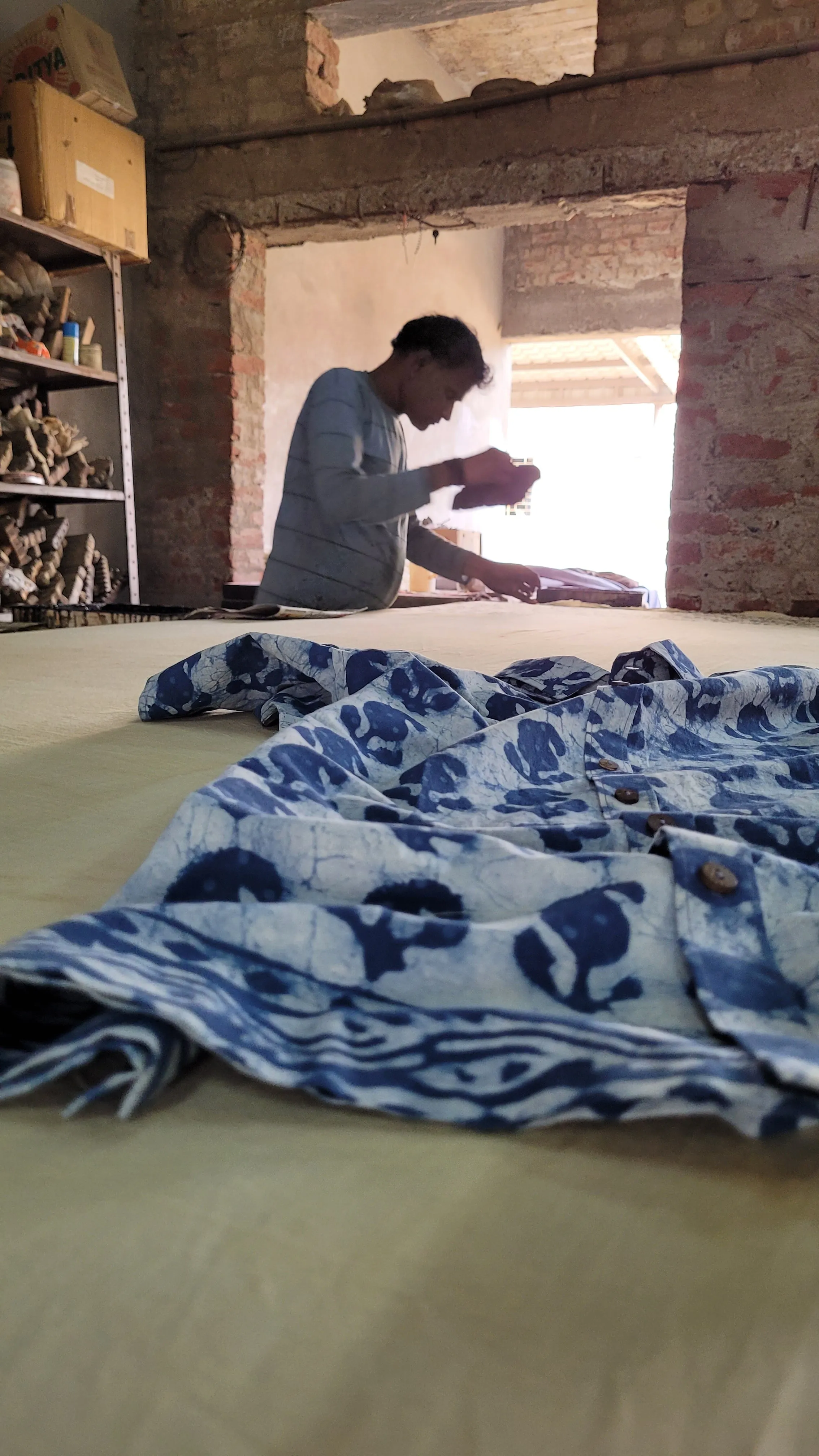 Indigofera- Hand Block Daabu Print Shirt for Men