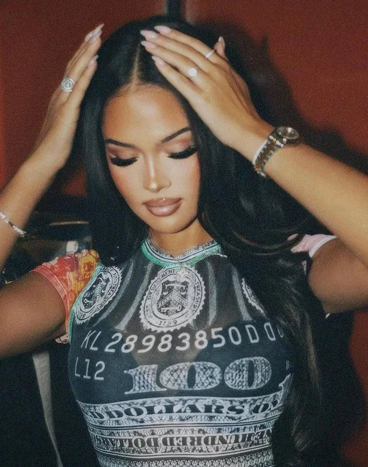 Money On My Mind Mesh Crop Top