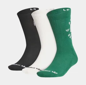Original Collegiate Crest 3 Pack Crew Mens Socks (Black/Off White/Collegiate Green)