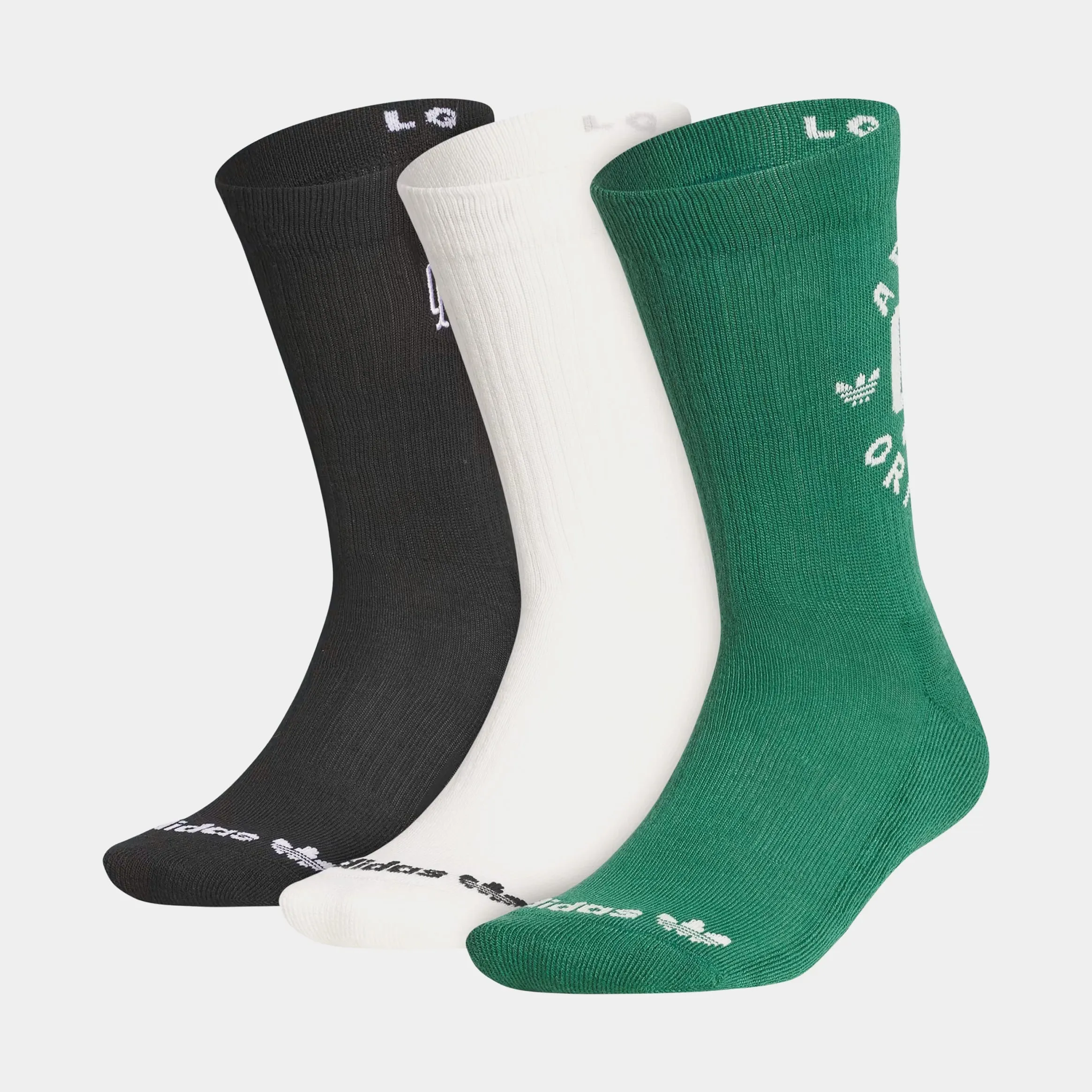 Original Collegiate Crest 3 Pack Crew Mens Socks (Black/Off White/Collegiate Green)