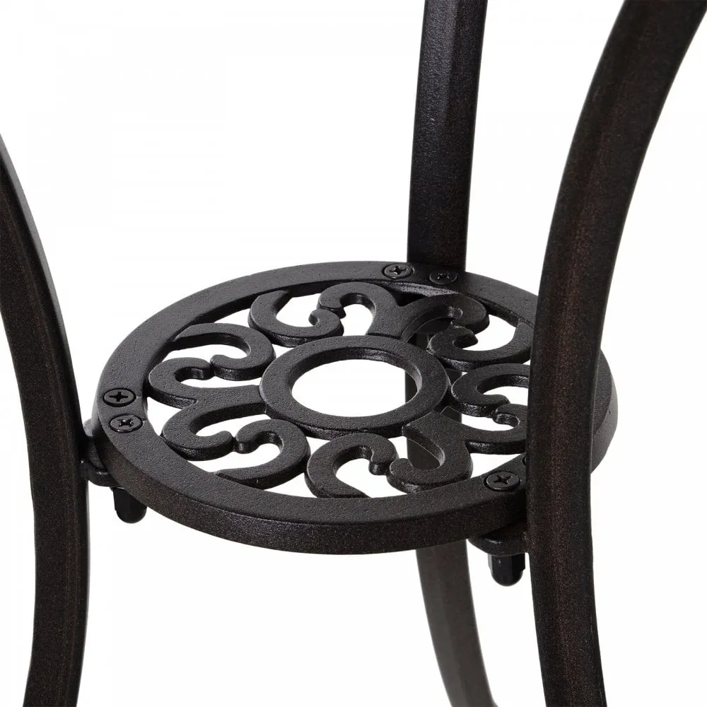 Outsunny Patio Cast Aluminium 3 PCS Bistro Set Coffee Table & 2 Chairs Set Outdoor Garden Furniture Set