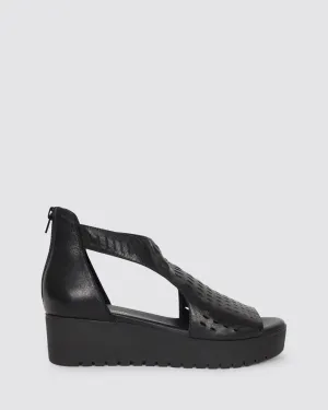 OXXIE PLATFORM SANDALS BLACK LEATHER