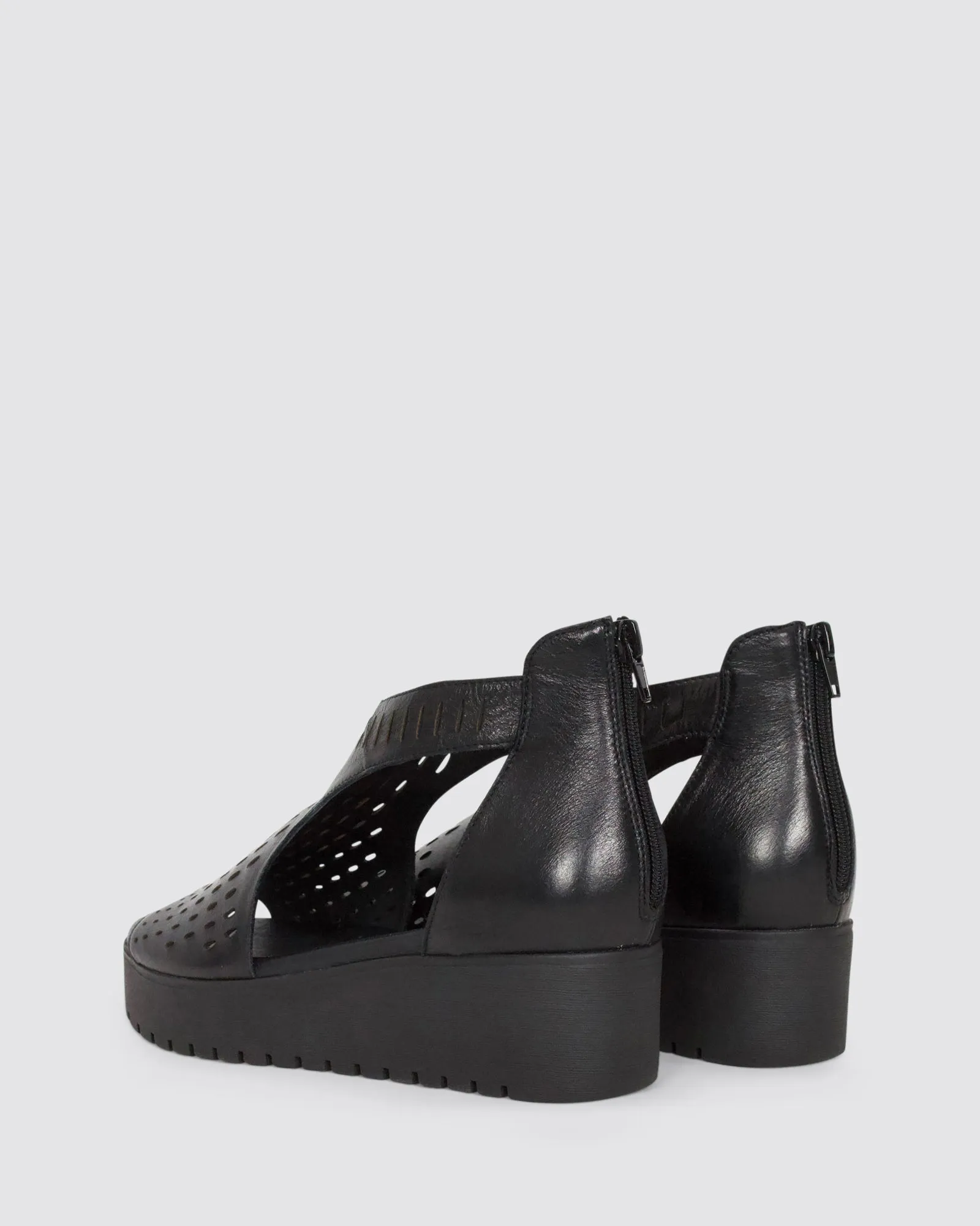 OXXIE PLATFORM SANDALS BLACK LEATHER