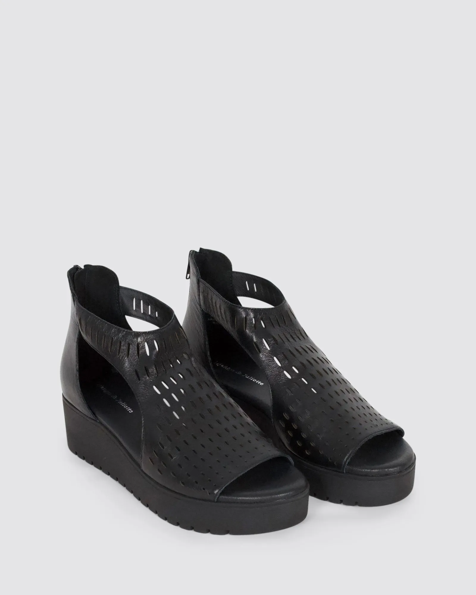 OXXIE PLATFORM SANDALS BLACK LEATHER