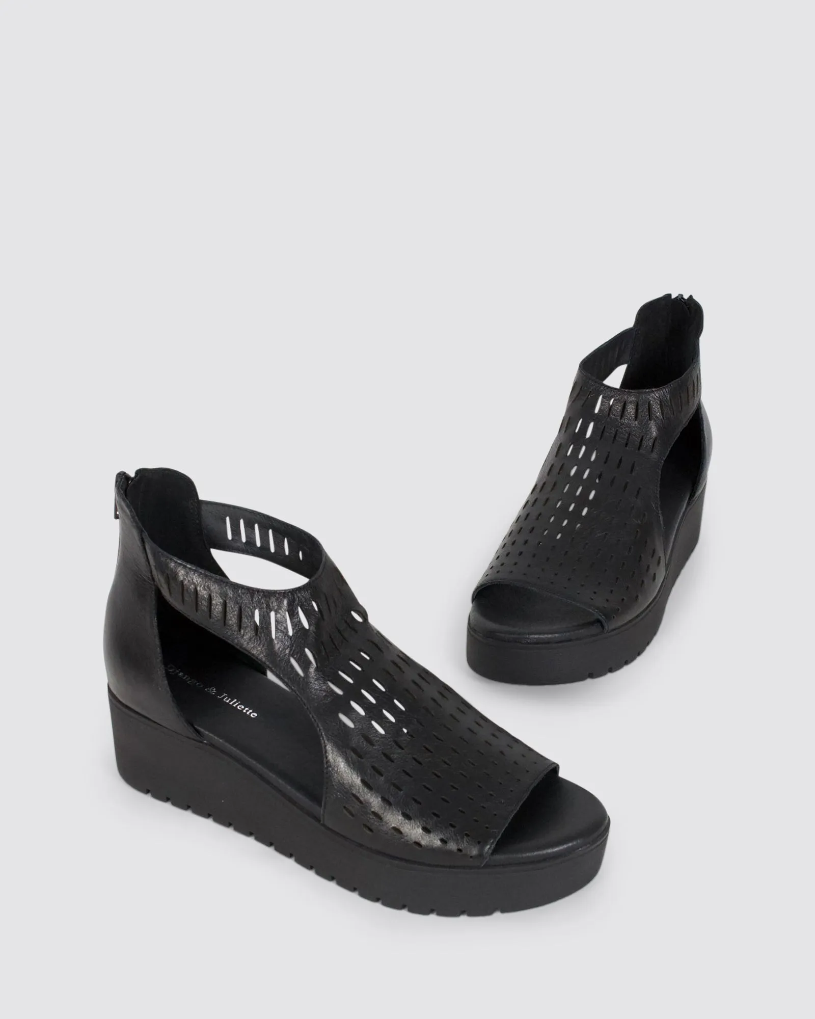 OXXIE PLATFORM SANDALS BLACK LEATHER