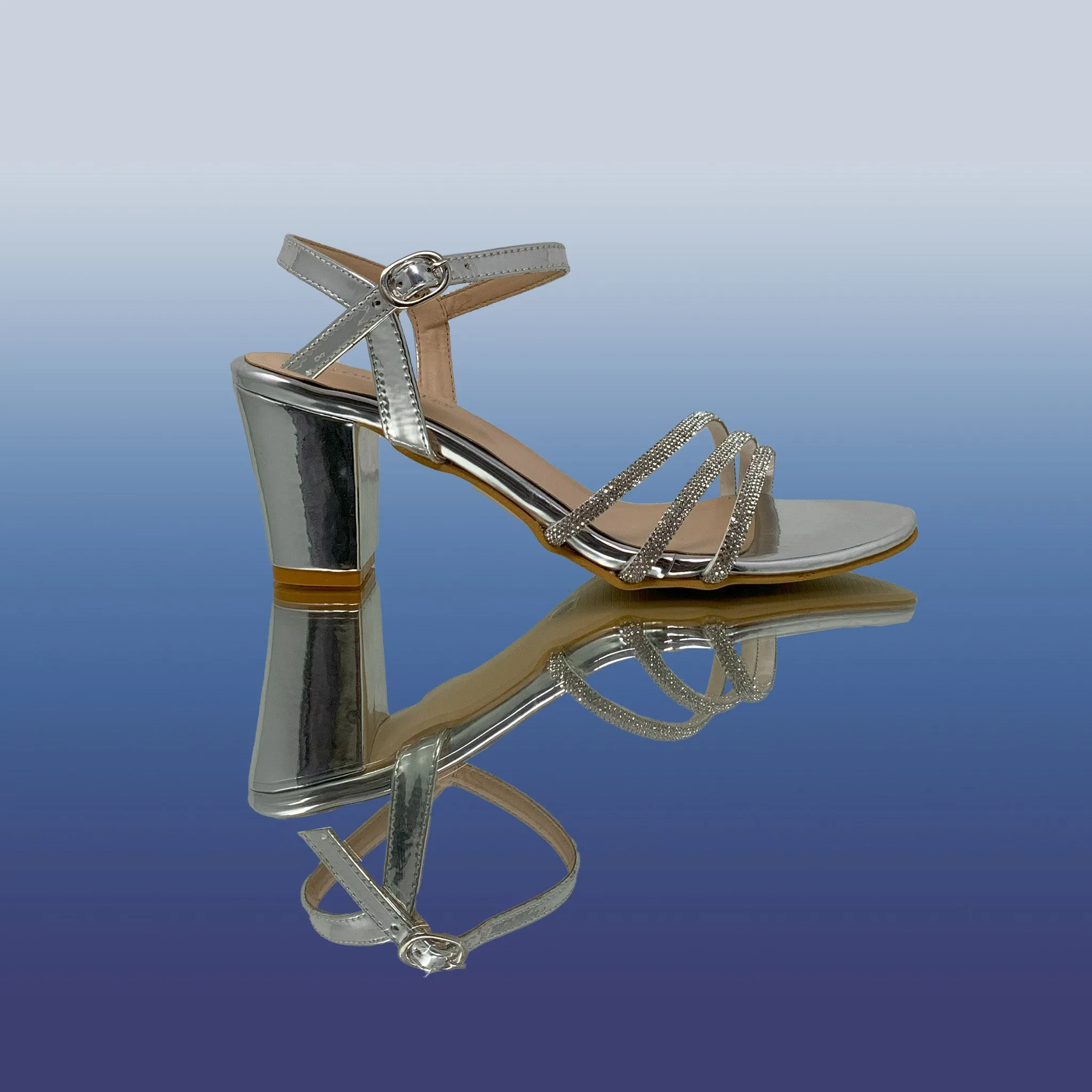 Silver Strappy High Heel Sandals