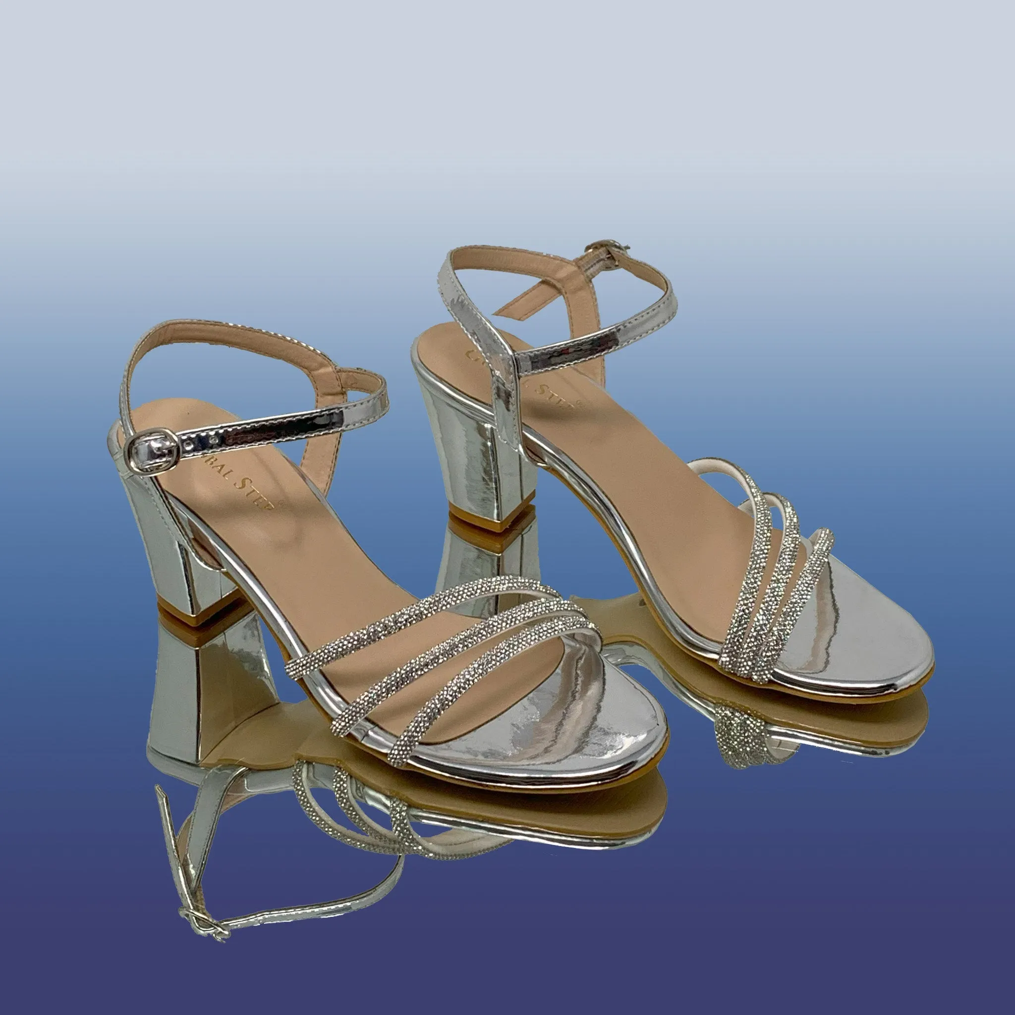Silver Strappy High Heel Sandals