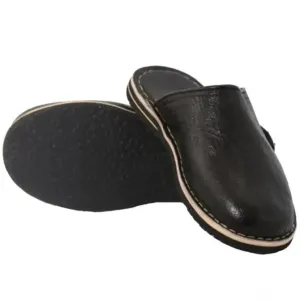 Soft Leather Slippers-Black