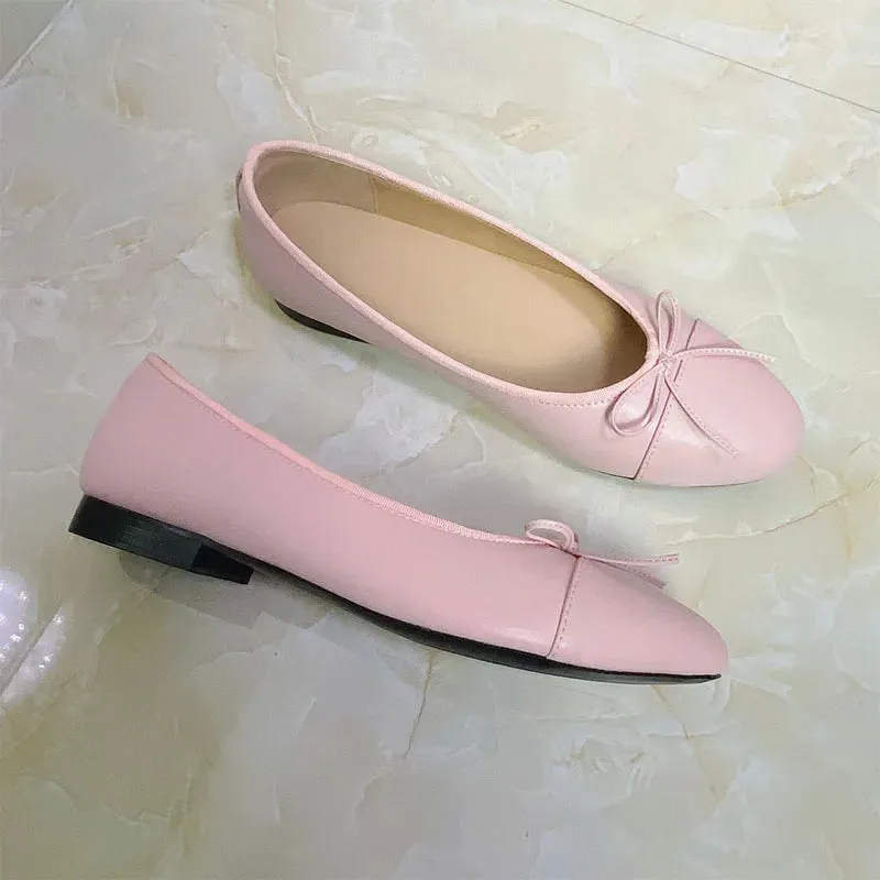 Stitching Leather Ballet Flats  Soft & Chic