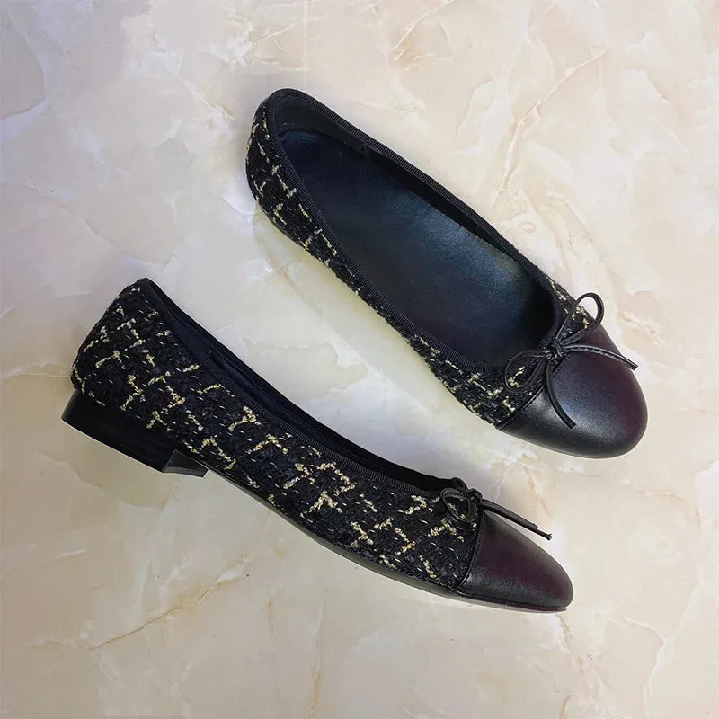 Stitching Leather Ballet Flats  Soft & Chic