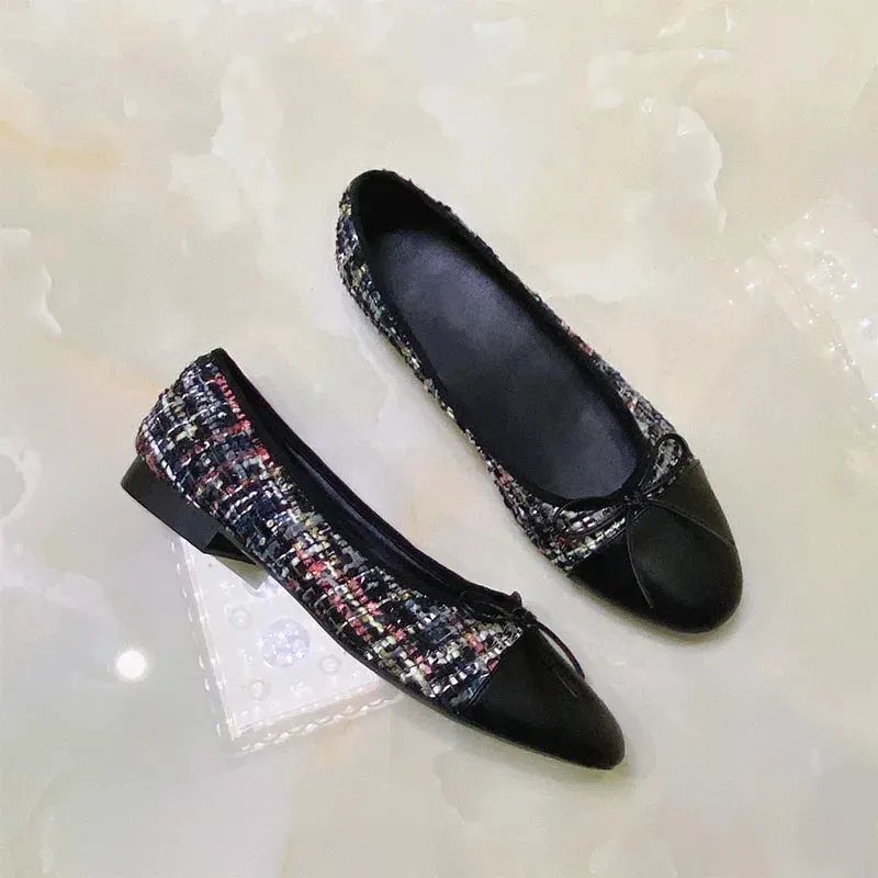 Stitching Leather Ballet Flats  Soft & Chic