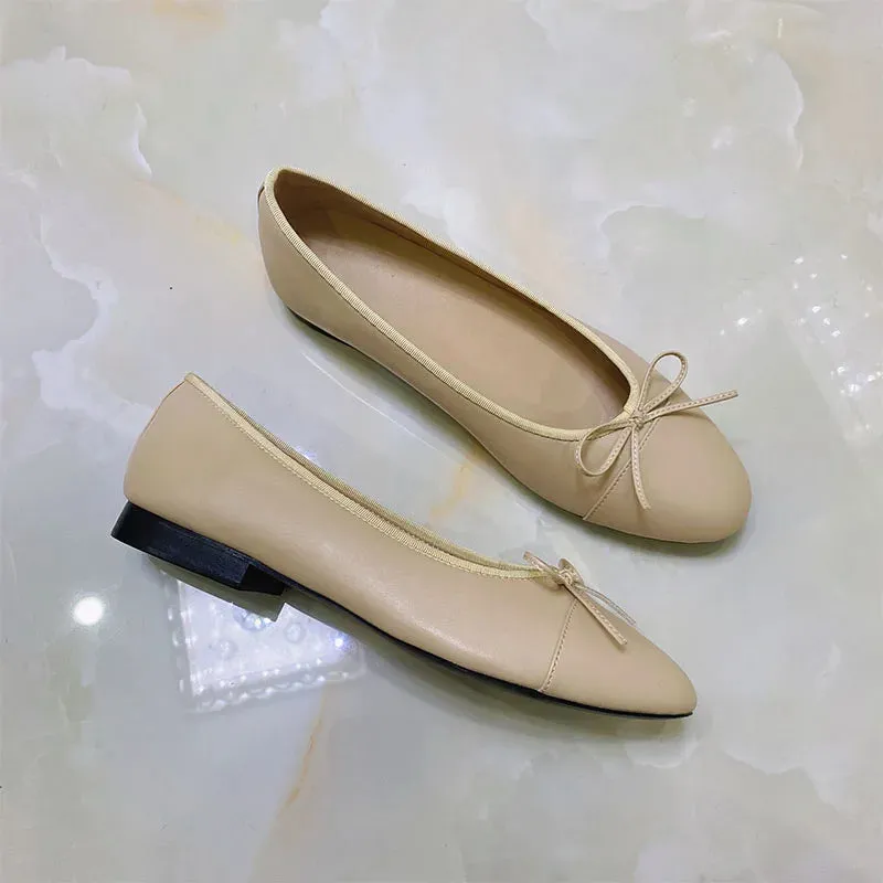 Stitching Leather Ballet Flats  Soft & Chic