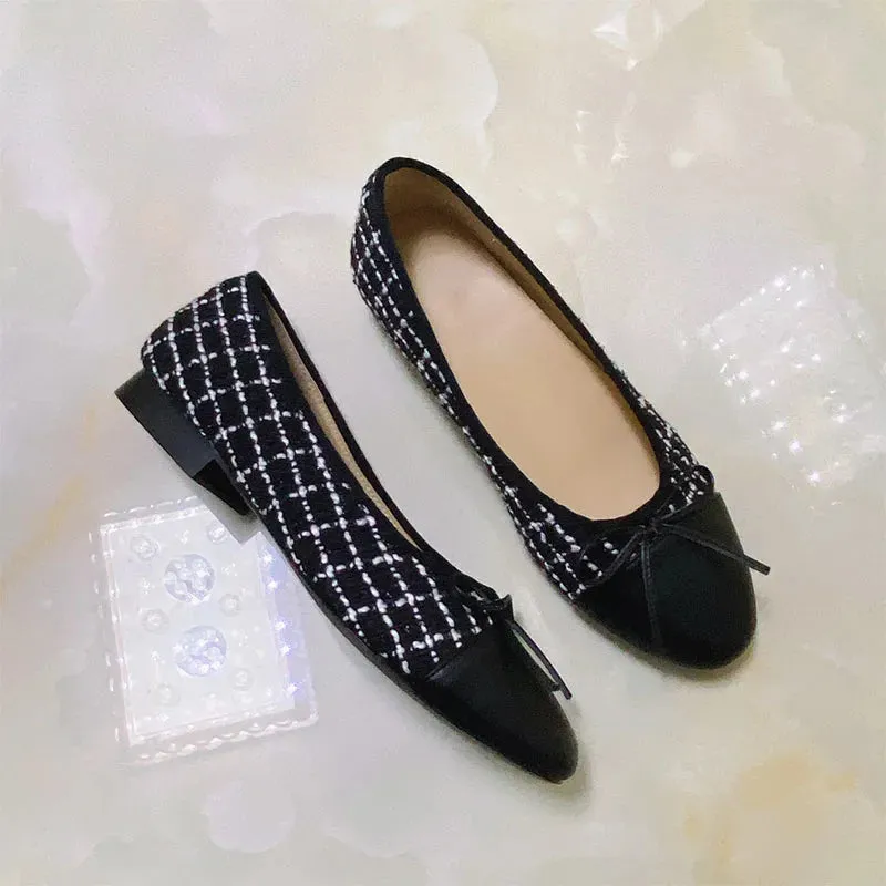 Stitching Leather Ballet Flats  Soft & Chic
