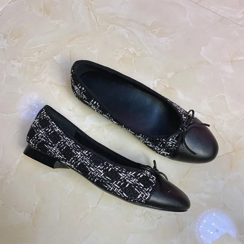 Stitching Leather Ballet Flats  Soft & Chic