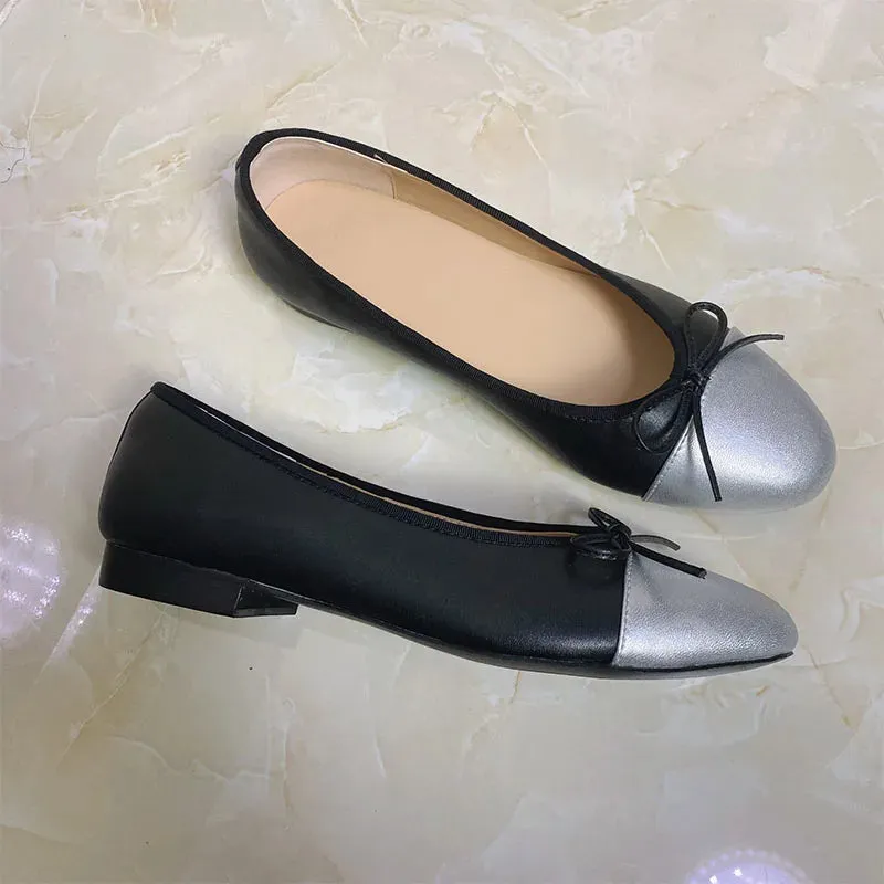Stitching Leather Ballet Flats  Soft & Chic