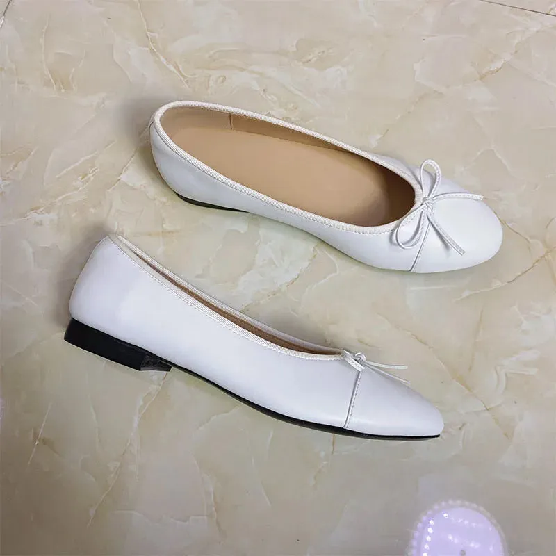 Stitching Leather Ballet Flats  Soft & Chic