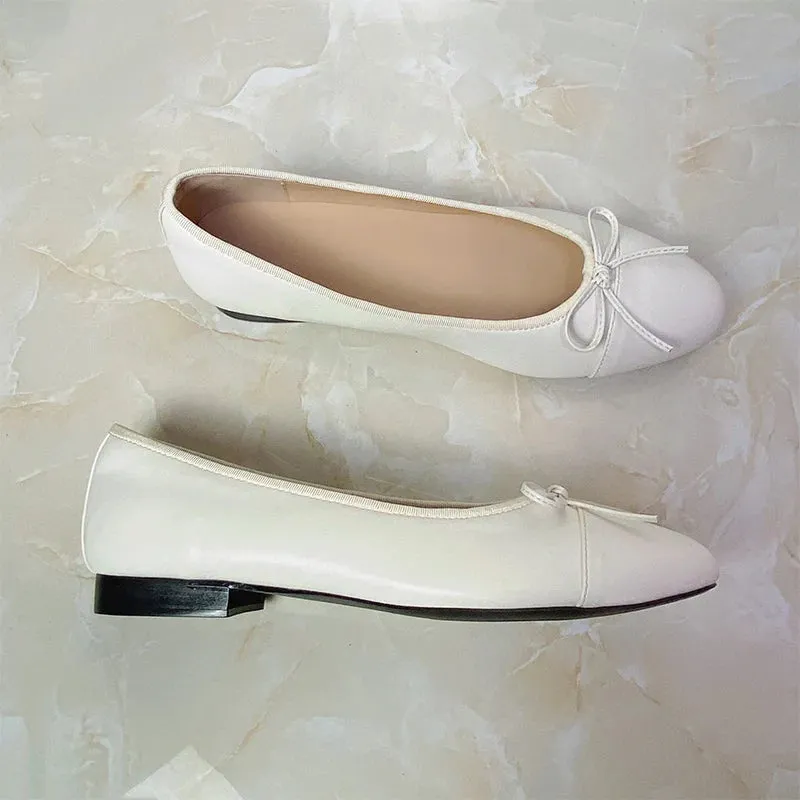 Stitching Leather Ballet Flats  Soft & Chic