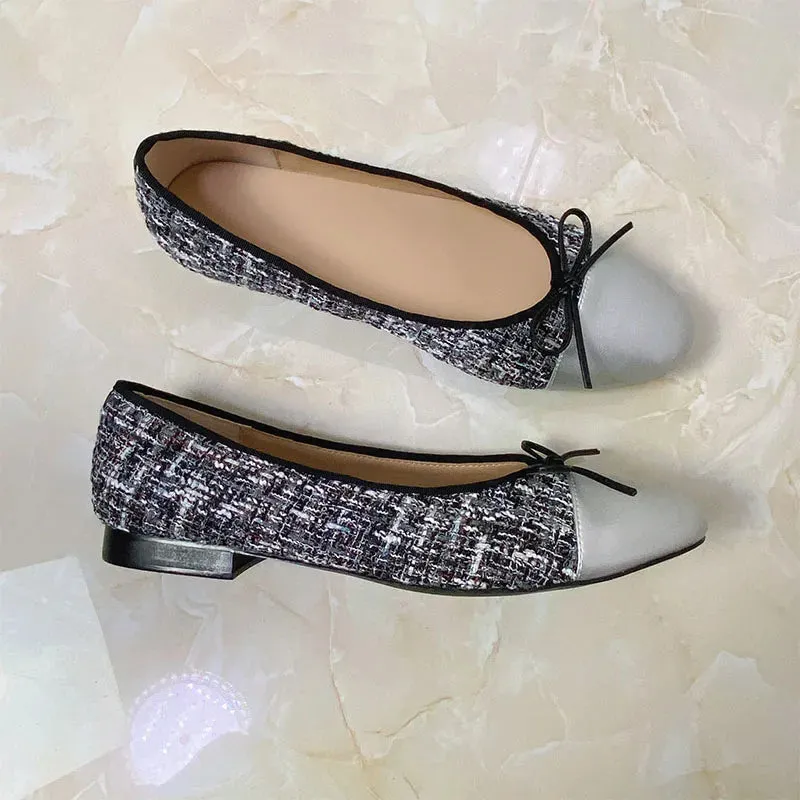 Stitching Leather Ballet Flats  Soft & Chic
