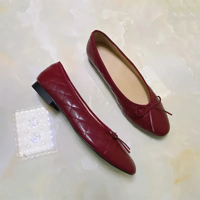 Stitching Leather Ballet Flats  Soft & Chic