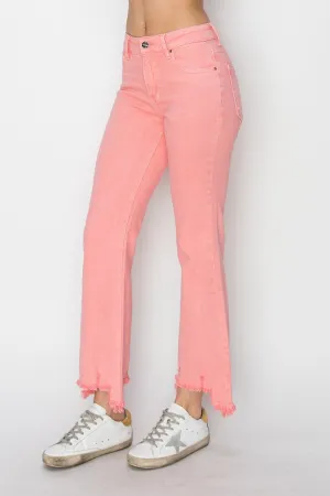 Suzy Mid Rise Chewed Hem Cropped Bootcut Jeans