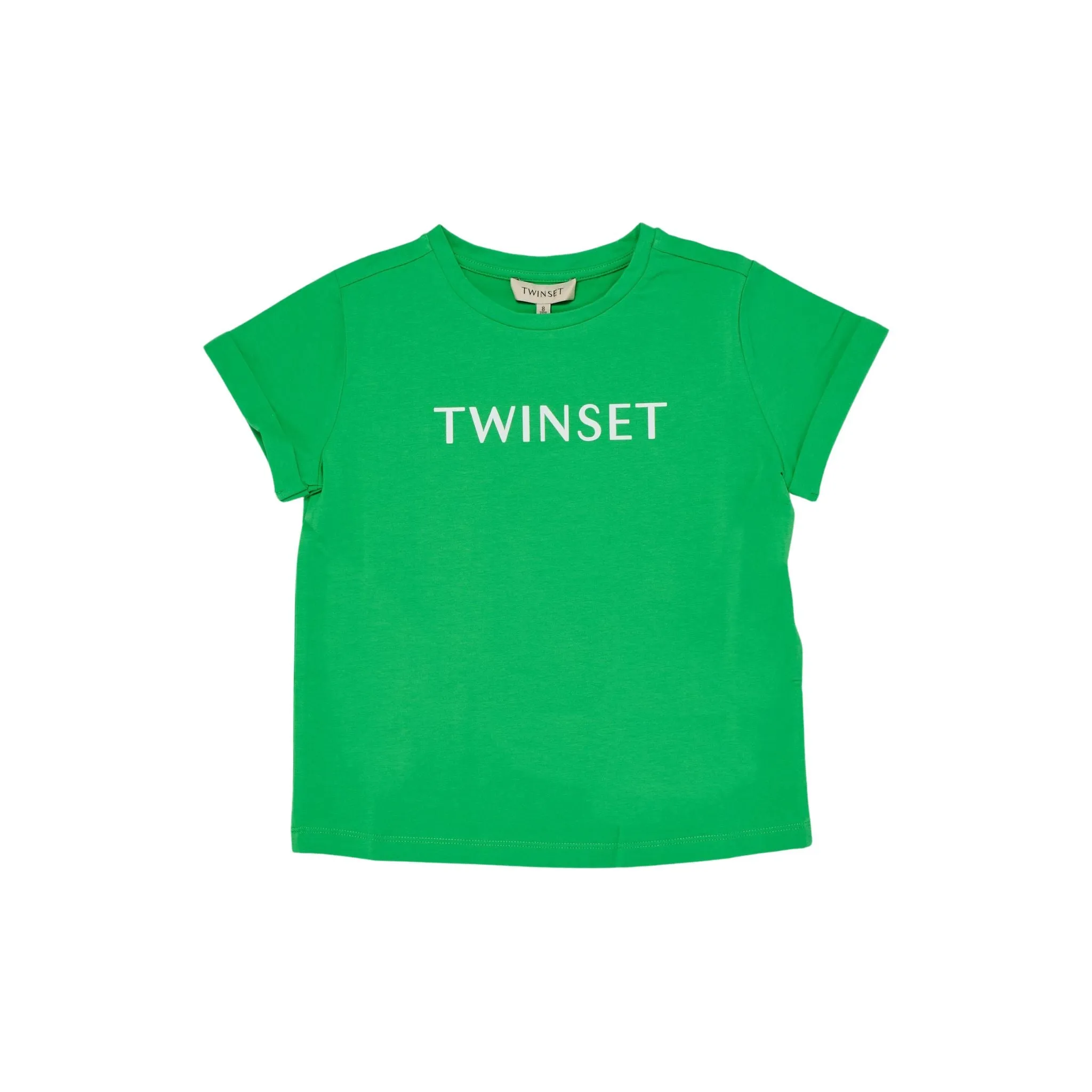 T-Shirt Bambina Verde logo stampato