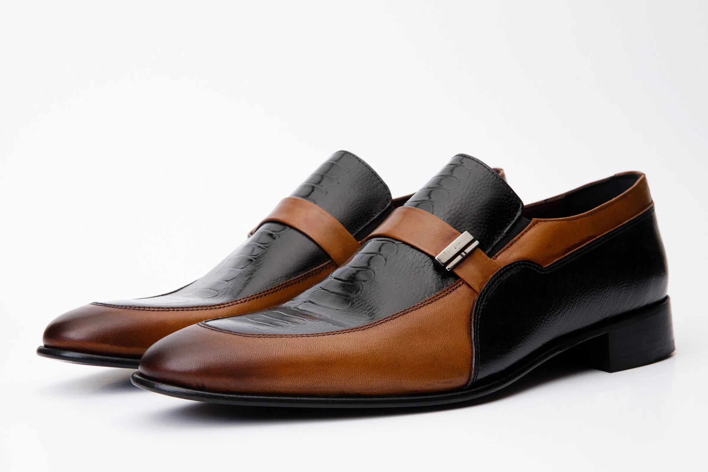 The Kazablanka Brown & Navy Leather Bit Loafer Men Shoe  Final Sale!