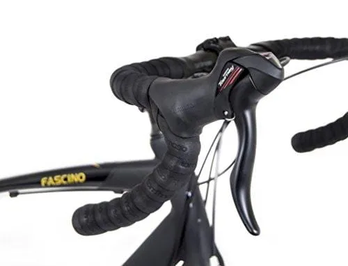 Tommaso Fascino - Sport Performance Aluminum Road Bike, Shimano Tourney, 21 Speeds - Black/Yellow - Large