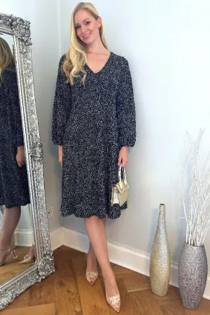 V Neck Flared Hem Dress