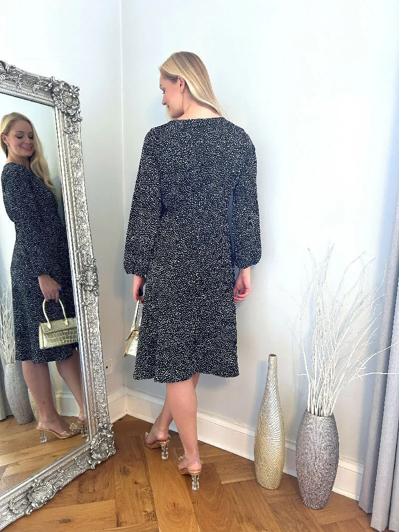 V Neck Flared Hem Dress